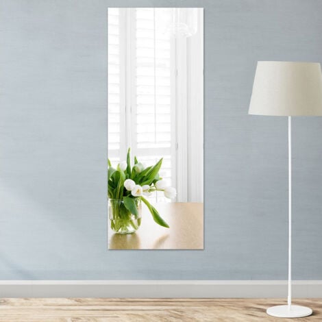Ahlsen Selbstklebender Spiegel, 40 x 122 cm, flexible selbstklebende Spiegelfliesen, 0,3 mm dicke Acryl-Spiegelplatten, Wandspiegel-Aufkleber für Küche, Badezimmer, Wohnzimmer
