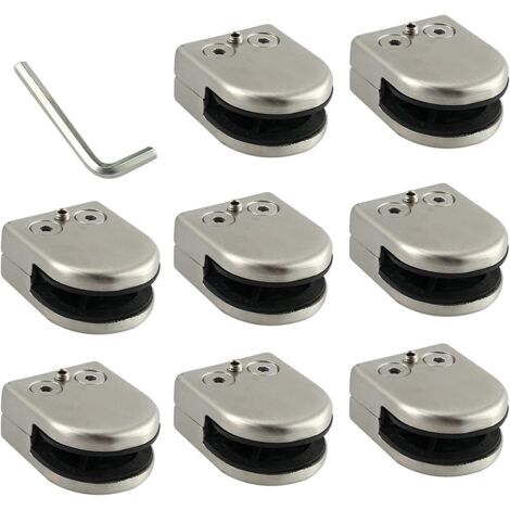 4 Stück Edelstahl-Glasklemmen – Für 8-12 Mm Gehärtetes Glas, Satiniert, Mit Dichtungen