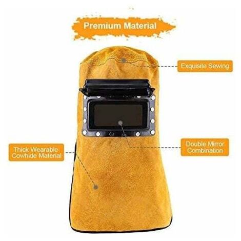 Schweißhelm Aus Leder - Große Sichtlinse Für Lichtbogenschweißen Und Schleifarbeiten