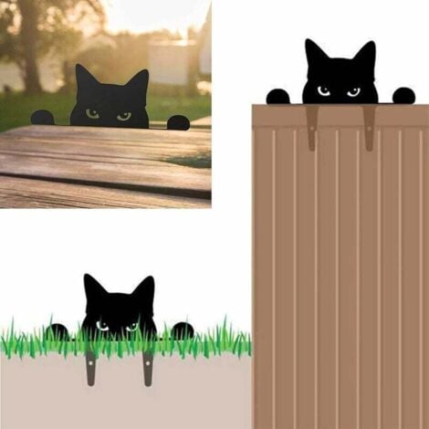 3er-Set Metall Katzen-Gartenstecker Schwarz - Deko Für Garten & Rasen