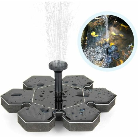 Schwimmender Solar-Brunnen 13cm Rund - 6 Düsen Solarteichpumpe Für Garten & Teich