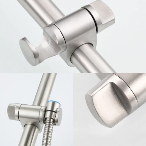 Ahlsen Duschkopfhalter, höhenverstellbarer Duschkopfhalter, universeller 360° drehbarer Duschkopfhalter aus massivem gebürstetem Edelstahl 304, Ersatz für Φ25 mm Duschstange