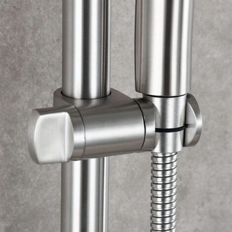 Ahlsen Duschkopfhalter, höhenverstellbarer Duschkopfhalter, universeller 360° drehbarer Duschkopfhalter aus massivem gebürstetem Edelstahl 304, Ersatz für Φ25 mm Duschstange