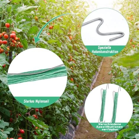 18 Stk Tomatenhaken Mit Seil - Robuste Rankhilfe Für Tomaten & Gurken