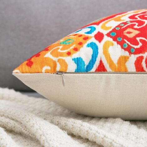 Ahlsen Kissenbezüge, Leinen, Schlafzimmer, dekorativer Boho-Kissenbezug, bunt, modern, für Schlafzimmer, Wohnzimmer, Büro, Auto, Sofa – 45 x 45 cm – 4er-Set