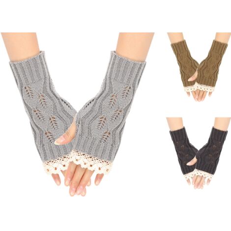 Handschuhe Ohne Finger BEIRCOIN Winter Handschuhe Halbfinger - Gestrickte Fingerlose Handschuhe - Foto 7