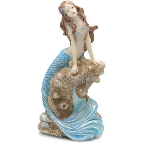 Meerjungfrau-Elfen Statue – Handbemaltes Kunstharz Mit Glitzer, Als Deko Für Garten, Haus Oder Desktop