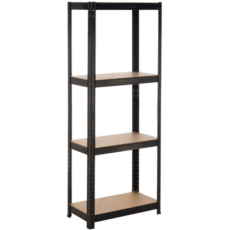 7H SEVEN HOUSE - Estantería Modular Metálica, Acero y MDF Antihumedad, Hogar, Trastero, Cocina, Oficina, Despacho, 4 Baldas Ajustables, Máx. 240Kg, 60x30x148cm (largo x ancho x alto), Color Negro