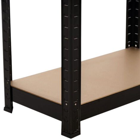 7H SEVEN HOUSE - Estantería Modular Metálica, Acero y MDF Antihumedad, Hogar, Trastero, Cocina, Oficina, Despacho, 4 Baldas Ajustables, Máx. 240Kg, 60x30x148cm (largo x ancho x alto), Color Negro