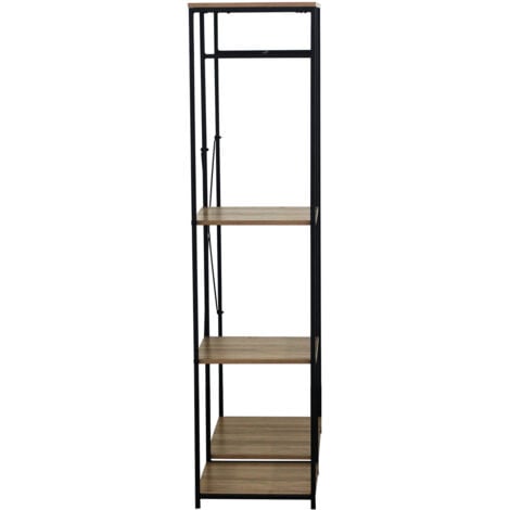 Perchero de Pie Metálico con 3 Baldas de Madera Modelo OILU de 7House , Perchero Industrial ideal para Entrada, Recibidor, Pasillo, Tienda de Ropa, Vestidor o Dormitorio , Dimensiones 167x90x40,4cm