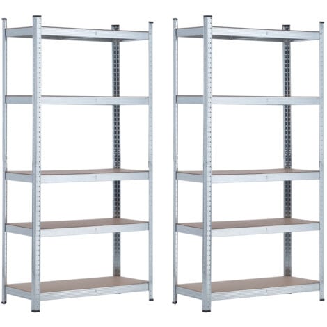 7H SEVEN HOUSE - Estantería Modular Almacenaje (Pack 2), Acero Galvanizado y MDF Antihumedad, Hogar, Trastero, Garaje, 5 Baldas Ajustables, Carga Máxima 875Kg, 90x40x180cm (largo x ancho x alto)