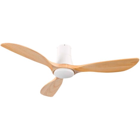 O91 - Ventilador de Techo con Luz LED Dakota, 6 Velocidades, 56W, Ø144 cm, 3 Aspas Madera, Mando a Distancia y Temporizador, Función Verano/Invierno, Silencioso, Consumo Eficiente, Blanco/Negro