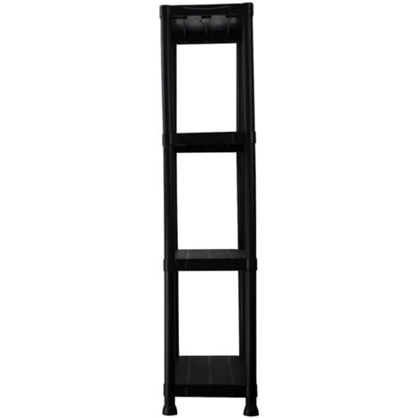 7H SEVEN HOUSE - Estantería Almacenaje, Polipropileno PP, Multiusos, Hogar, Trastero, Domitorio y Cocina, 4 Baldas, Carga Máxima 100Kg, 61x31x131cm (largo x ancho x alto), Color Negro