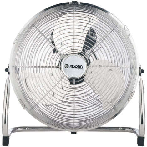 Raydan Home - Ventilador Industrial de Suelo Aero, Metal, 3 Aspas, 75W, Motor DC, 3 Velocidades, 1000-1300 rpm, Ultrasilencioso, 55dB, Estancias 50m², Dimensiones Ø40x50 cm (diámetro x altura), Plata