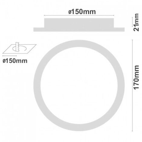 Eilen - Downlight Led Ultraslim Empotrable Redondo 12W Ø15cm, 960 lúmenes, Ángulo Apertura 120º, Temperatura Color 6000K (Blanco Frío), 89 lm/W, Orientación Fija, IP20, 30.000H Vida Útil, Blanco