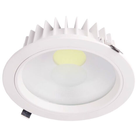 Eilen - Downlight Led Empotrable Redondo 18W, Aluminio/Cristal, 1539 lúmenes, Luz Blanca Neutra (4000K), Led COB, Ángulo Apertura 120º, 30.000H Vida Útil, IP20, Diámetro Ø20cm, Color Blanco (1/2)