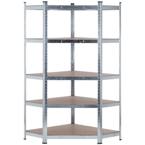 THINIA HOME - Estantería Modular Esquinera, Acero y MDF Antihumedad, Hogar, Trastero, Garaje, 5 Baldas Ajustables, Carga Máx. 875Kg, 80x40x56x180cm (largo x ancho x frontal x alto)
