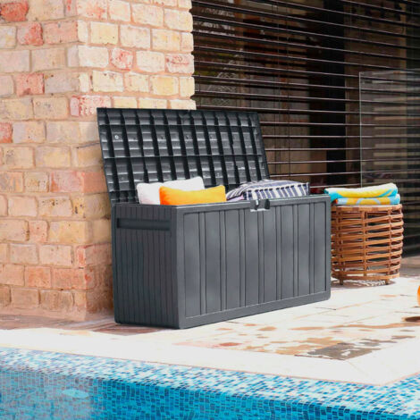 Baúl Exterior de Resina Varios Colores , ORION91 , Arcón Exterior para Jardín, Terraza o Balcón , Baúl Impermeable , Baúl para Objetos y Juguetes , 270 Litros , 117x45,5x57cm