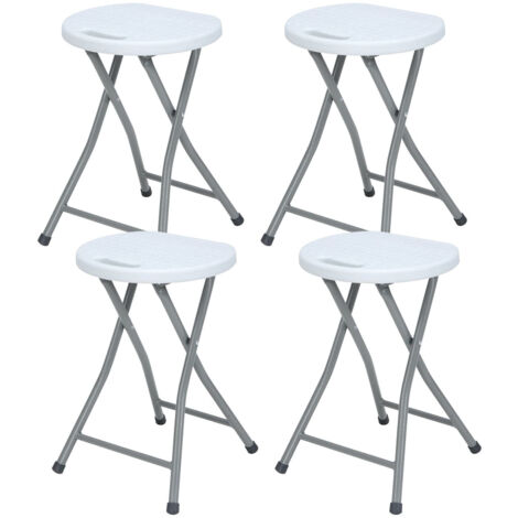 Pack 4 Taburetes Plegables de Resina y Acero 31x45cm Blancos 7house