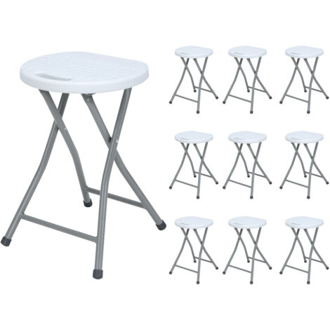 MegaPack 10 Taburetes Plegables de Resina y Acero 31x45cm Blancos 7house (1/7)