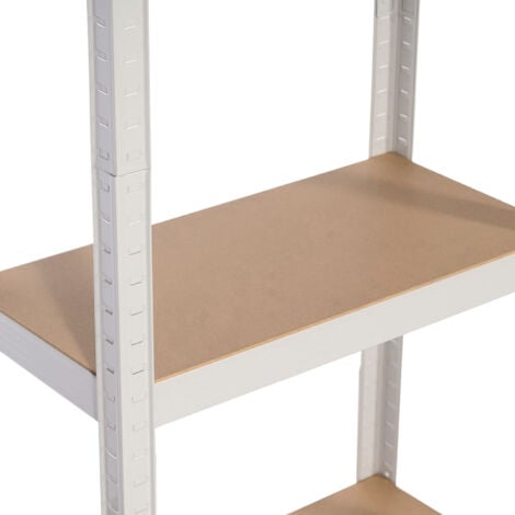 7H SEVEN HOUSE - Estantería Modular Metálica, Acero y MDF Antihumedad, Hogar, Trastero, Cocina, Oficina, Despacho, 4 Baldas Ajustables, Máx. 240Kg, 60x30x148cm (largo x ancho x alto), Color Blanco