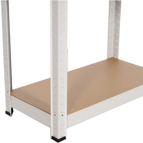 7H SEVEN HOUSE - Estantería Modular Metálica, Acero y MDF Antihumedad, Hogar, Trastero, Cocina, Oficina, Despacho, 4 Baldas Ajustables, Máx. 240Kg, 60x30x148cm (largo x ancho x alto), Color Blanco