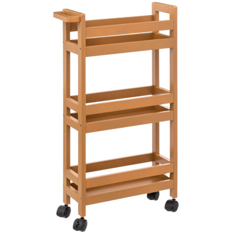 7HOUSE - Carrito Auxiliar con Ruedas de Polietileno Resistente y Compacto, 3 Estantes para Cocina, Baño o Lavandería, Estilo Nórdico, 40x15x75 cm