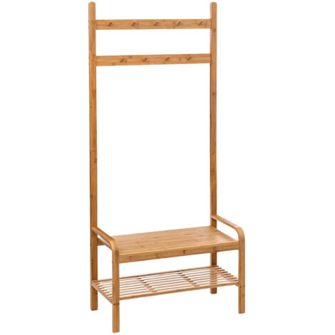 Perchero Zapatero de Bambú con Banco 170x73.5x34.5cm 7house