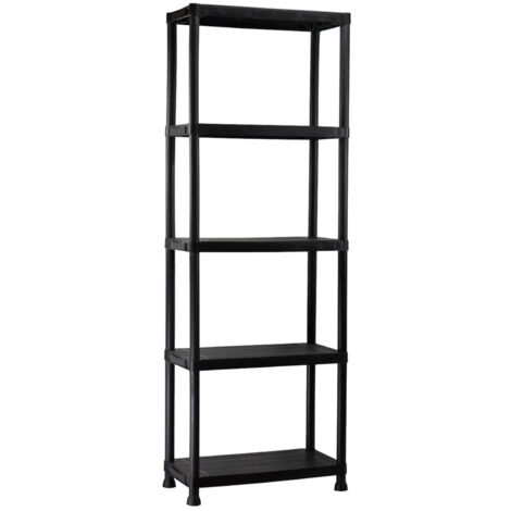 THINIA HOME - Estantería Almacenaje, Polipropileno PP, Multiusos, Hogar, Trastero, Domitorio y Cocina, 5 Baldas, Carga Máxima 125Kg, 60x30.5x172cm (largo x ancho x alto), Color Negro