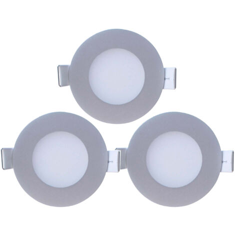 Pack 3 Mini Downlight LED Ultraslim Empotrable Redondo 4W 300lm Ø7cm 4000K Aluminio 7hSevenOn