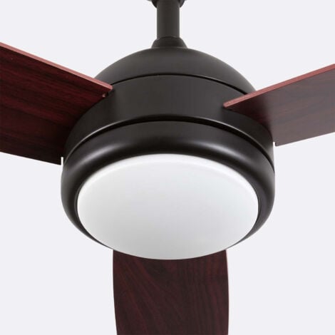 O91 - Ventilador de Techo con Luz LED Vermont, 6 Velocidades, 56W, Ø122 cm, 3 Aspas Madera, Mando a Distancia y Temporizador, Función Verano/Invierno, Silencioso, Consumo Eficiente, Negro