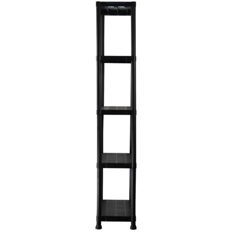 7H SEVEN HOUSE - Estantería Almacenaje, Polipropileno PP, Multiusos, Hogar, Trastero, Domitorio y Cocina, 5 Baldas, Carga Máxima 125Kg, 61x31x171cm (largo x ancho x alto), Color Negro
