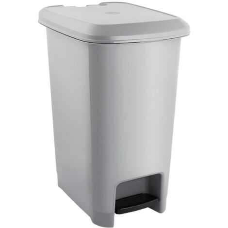 7house - Cubo de Basura Rectangular con Tapa y Pedal 60l, Polipropileno PP, Uso Doméstico, Hogar, Cocina, 60 litros Capacidad, Tapa Abatible, Higiénico, Desmontable, 51.5x37x63cm, Color Gris