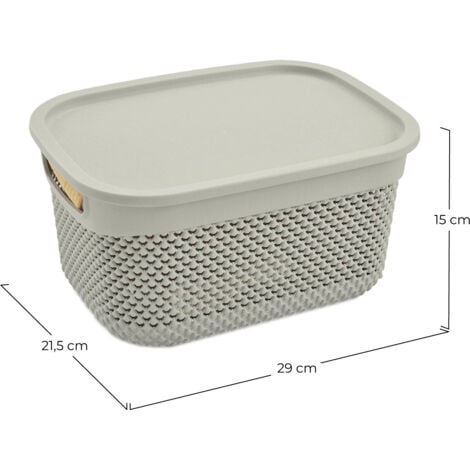 Cesta Mediana Rectangular con Tapa 6,6 Litros 7house
