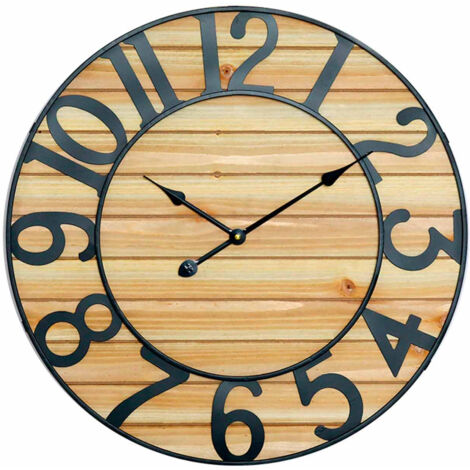 Reloj de Pared Vintage Negro/Madera Clara Ø60cm Thinia Home (1/5)