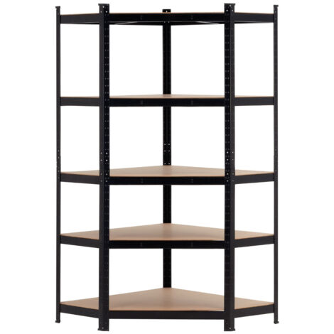THINIA HOME - Estantería Modular Esquinera, Acero y MDF Antihumedad, Hogar, Trastero, Garaje, 5 Baldas Ajustables, Carga Máx. 875Kg, 80x40x56x180cm (largo x ancho x frontal x alto) (1/5)