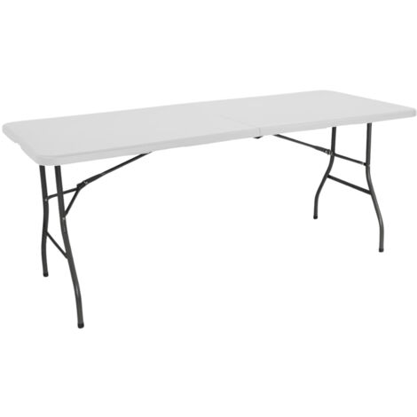 Mesa Catering Plegable Portátil Rectangular Blanca 240 cm , Thinia Home , Mesa Multiusos: Camping, Eventos en Espacios Exteriores o Interiores , Mesa Resina y Patas Acero , 6-8 Personas