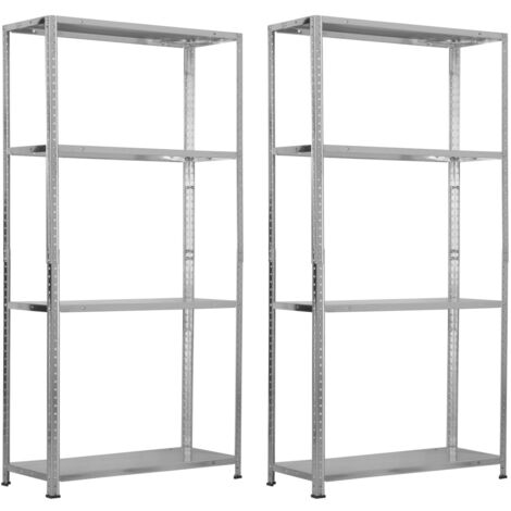 Pack 2 Estanterías Modulares Metálicas SteelSmart con 4 Baldas 160kg 145x30x70cm 7house