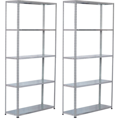 Pack 2 Estanterías Modulares Metálicas SteelSmart con 5 Baldas 200kg 180x30x90cm 7house