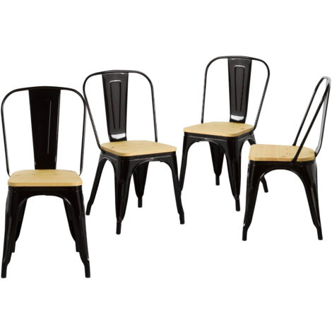 Pack 4 Sillas Industriales Strong con Asiento de Madera 45x54x85cm Thinia Home (1/5)