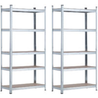 7H SEVEN HOUSE - Estantería Modular Almacenaje (Pack 2), Acero Galvanizado y MDF Antihumedad, Hogar, Trastero, Garaje, 5 Baldas Ajustables, Carga Máxima 875Kg, 90x40x180cm (largo x ancho x alto)