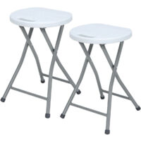 Pack 2 Taburetes Plegables de Resina y Acero 31x45cm Blancos 7house