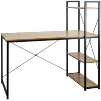 Escritorio Metálico con Estantería 3 Baldas de Madera Ozra 120x120x64cm 7house
