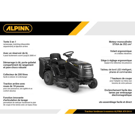 Alpina AT4 84 A ST350 - Tracteur tondeuse thermique