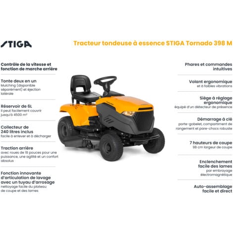 STIGA Tornado 398 M - Tracteur tondeuse thermique