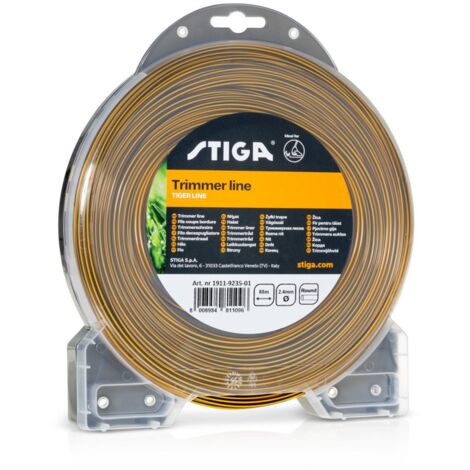 Stiga – Fil débroussailleuse rond bi-matière 87m Ø2.4mm – Performance de coupe supérieure – Compatible terrains pierreux et bordures