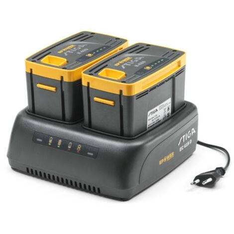 Stiga ePower EC 415 D – Chargeur Double pour Batteries 48V, Courant 1.5A, Deux Emplacements, Prise EU