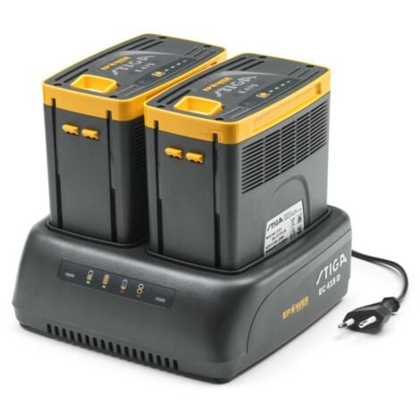 Stiga ePower EC 415 D – Chargeur Double pour Batteries 48V, Courant 1.5A, Deux Emplacements, Prise EU