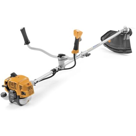STIGA Motorsense BC 330 AB: 25,4 cm³, 0,7 kW, 43 cm Schnittbreite, zerlegbarer Schaft, Duplexgriff, Einzelgurt, Tap&Go-Trimmerkopf, 255 mm Messer für Gestrüpp.
