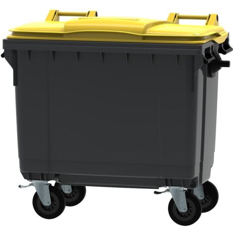 Conteneur poubelle 660L – 4 roues Ø 200mm avec frein – PEHD recyclé – Couvercle plat pour vidange facile – Fabriqué en France – ESE